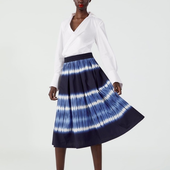 Zara Blue Tie-Dye Midi Skirt XS - Picture 2 of 7
